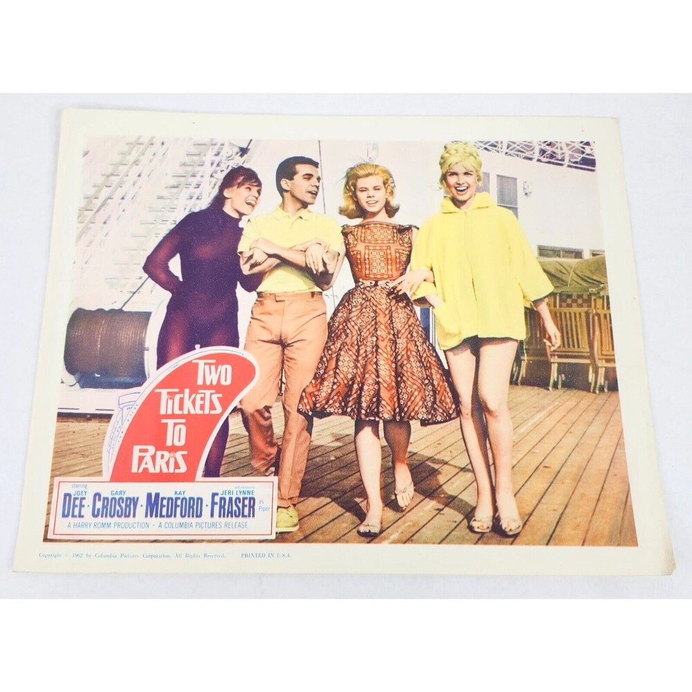 Two Tickets to Paris 1962 Lobby Card Movie Poster Joey Dee Gary Crosby Musical